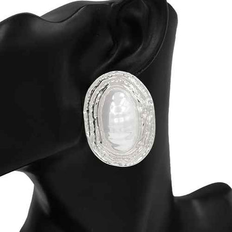 Fashion Oval Statement Earrings W/Pearl #KE2699 - Multiple Colors (PC)