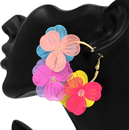 Flower Hoop Earring #KE2746 (PC)