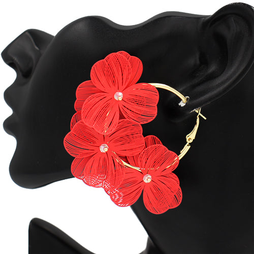 Flower Hoop Earring #KE2746 (PC)