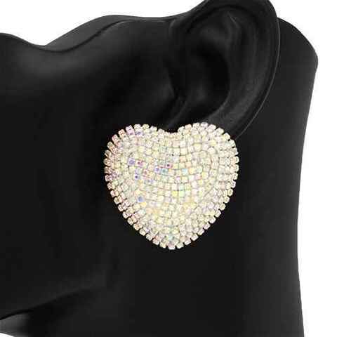 Fashion Rhinestone Heart Earrings #KE2768 - Multiple Colors (PC)
