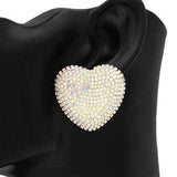 Fashion Rhinestone Heart Earrings #KE2768 - Multiple Colors (PC)