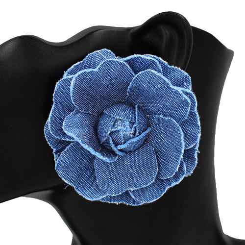 Fashion Flower Denim Statement Earrings #KE2795 - Multiple Colors (PC)