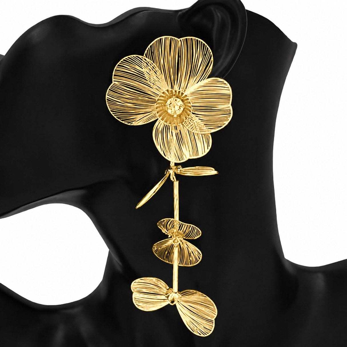 Fashion Flower Drop Earrings #KE2840GD Gold (PC)