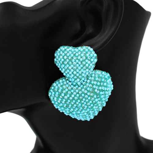Fashion Rhinestone Double Heart Earrings #KE2901 - Multiple Colors (PC)