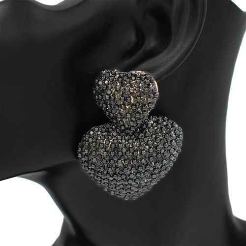 Fashion Rhinestone Double Heart Earrings #KE2901 - Multiple Colors (PC)