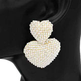 Fashion Rhinestone Double Heart Earrings #KE2901 - Multiple Colors (PC)