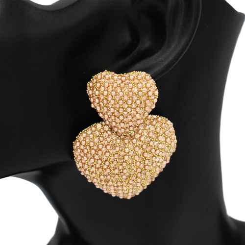 Fashion Rhinestone Double Heart Earrings #KE2901 - Multiple Colors (PC)