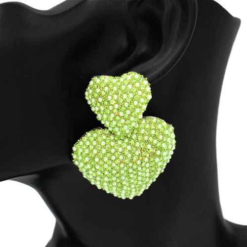 Fashion Rhinestone Double Heart Earrings #KE2901 - Multiple Colors (PC)