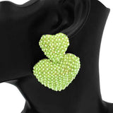 Fashion Rhinestone Double Heart Earrings #KE2901 - Multiple Colors (PC)