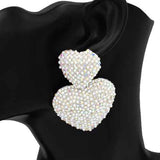 Fashion Rhinestone Double Heart Earrings #KE2901 - Multiple Colors (PC)