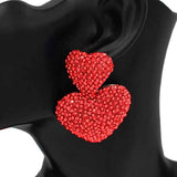 Fashion Rhinestone Double Heart Earrings #KE2901 - Multiple Colors (PC)