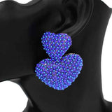 Fashion Rhinestone Double Heart Earrings #KE2901 - Multiple Colors (PC)