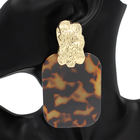 Fashion Rectangle Drop Earrings #KE2933 - Multiple Colors (PC)