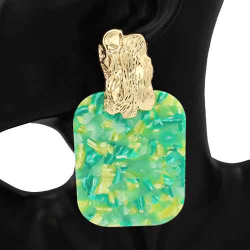 Fashion Large Rectangle Drop Earrings #KE2933 - Multiple Colors (PC)