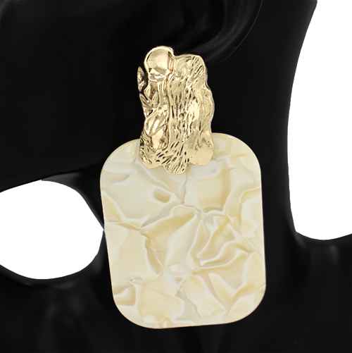 Fashion Large Rectangle Drop Earrings #KE2933 - Multiple Colors (PC)