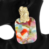 Fashion Large Rectangle Drop Earrings #KE2933 - Multiple Colors (PC)