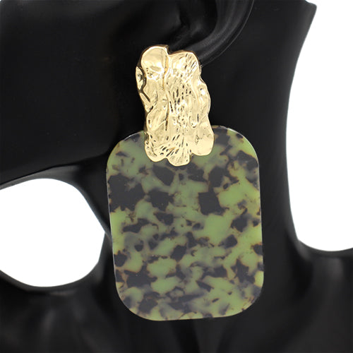 Fashion Rectangle Drop Earrings #KE2933 - Multiple Colors (PC)