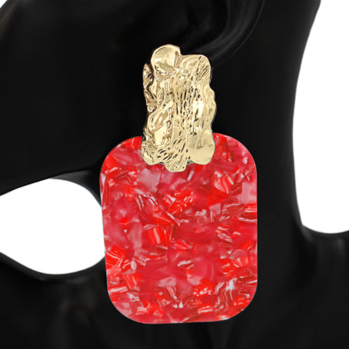 Fashion Rectangle Drop Earrings #KE2933 - Multiple Colors (PC)