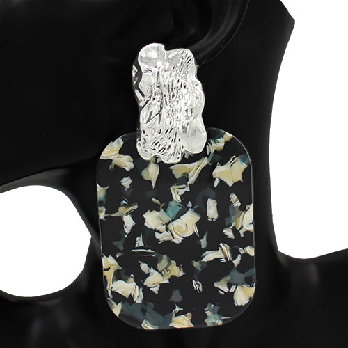 Fashion Rectangle Drop Earrings #KE2933 - Multiple Colors (PC)