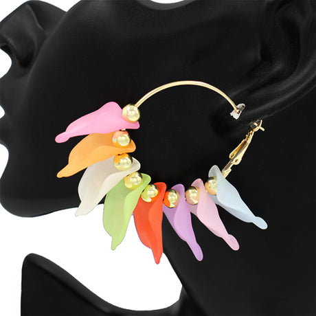 Fashion Statement Petal Hoop Earrings #KE2972 (PC)