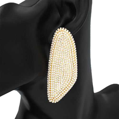 Fashion Statement Gold Rhinestone Drop Earring #KE2992GDCLR (PC)
