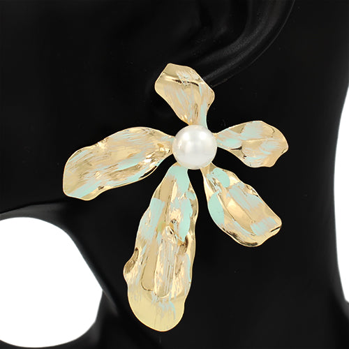Fashion Statement Gold Pearl Flower Earring #KE2995 (PC)