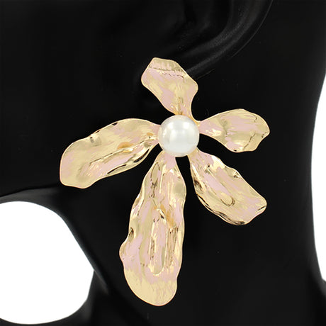 Fashion Statement Gold Pearl Flower Earring #KE2995 (PC)