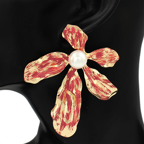 Fashion Statement Gold Pearl Flower Earring #KE2995 (PC)