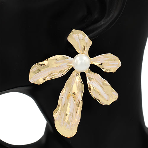 Fashion Statement Gold Pearl Flower Earring #KE2995 (PC)