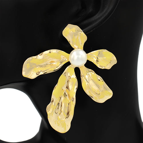Fashion Statement Gold Pearl Flower Earring #KE2995 (PC)
