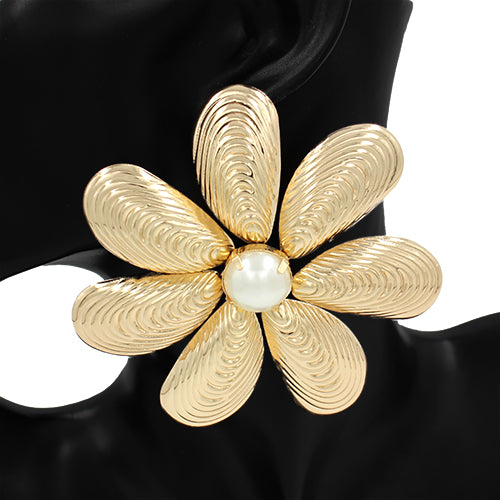 Fashion Statement Gold Pearl Flower Earring #KE3516 (PC)