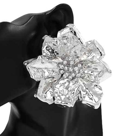 Fashion Flower Statement Earrings W/Stones #KE4447 - Multiple Colors (PC)