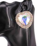 Fashion Large Heart Stone Earrings #KE8212 - Multiple Colors (PC)