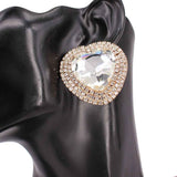 Fashion Large Heart Stone Earrings #KE8212 - Multiple Colors (PC)