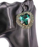 Fashion Large Heart Stone Earrings #KE8212 - Multiple Colors (PC)