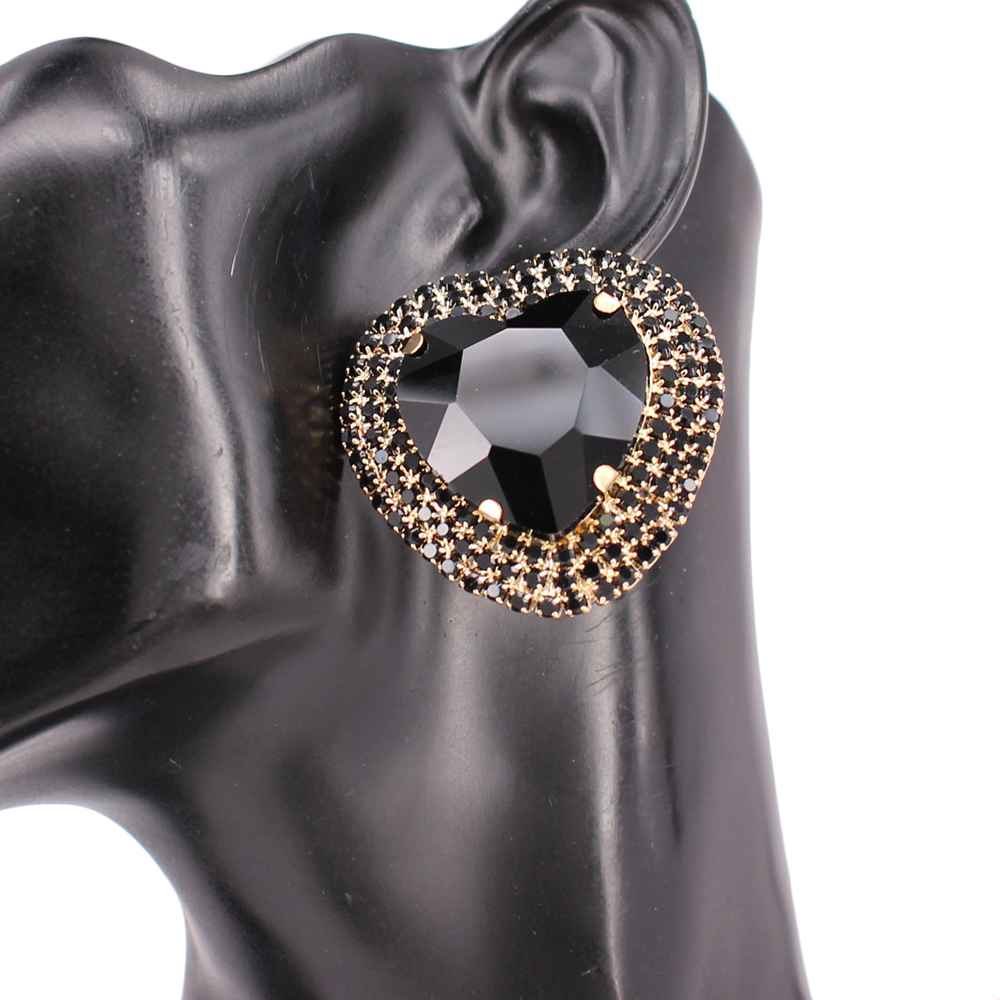 Fashion Large Heart Stone Earrings #KE8212 - Multiple Colors (PC)