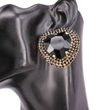 Fashion Large Heart Stone Earrings #KE8212 - Multiple Colors (PC)