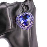 Fashion Large Heart Stone Earrings #KE8212 - Multiple Colors (PC)