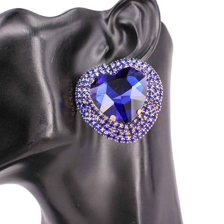 Fashion Large Heart Stone Earrings #KE8212 - Multiple Colors (PC)