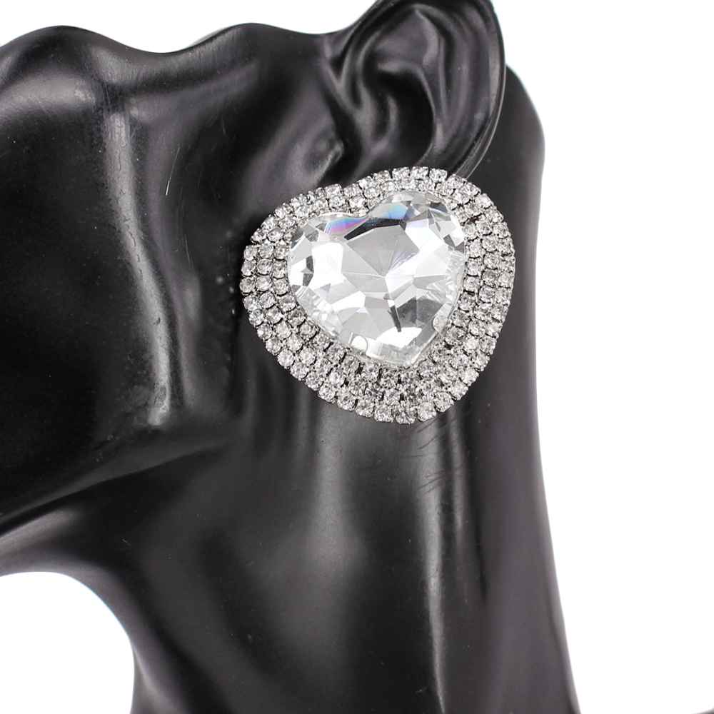 Fashion Large Heart Stone Earrings #KE8212 - Multiple Colors (PC)