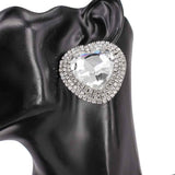 Fashion Large Heart Stone Earrings #KE8212 - Multiple Colors (PC)
