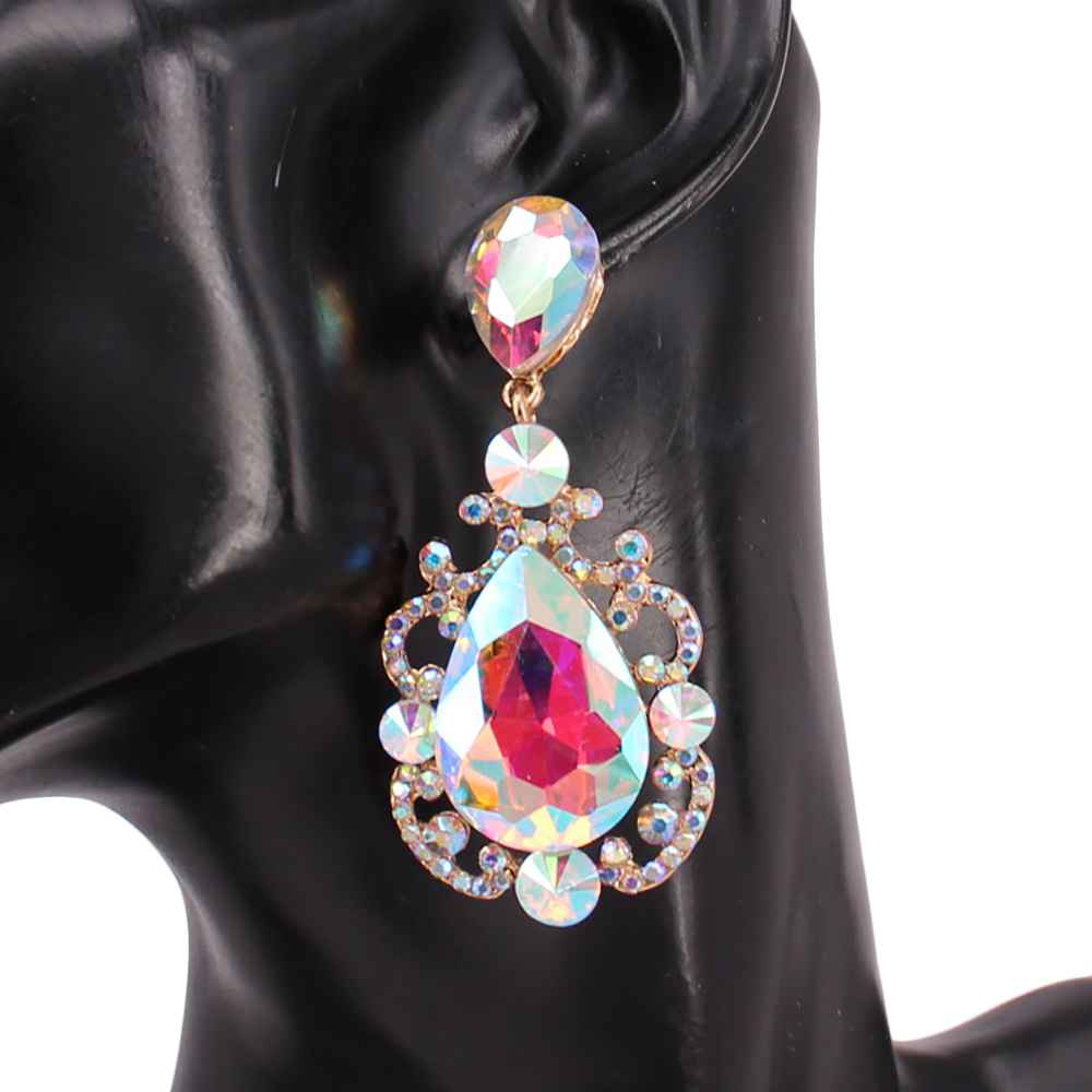 Fashion Teardrop Crystal Statement Earrings #KE8225 - Multiple Colors (PC)