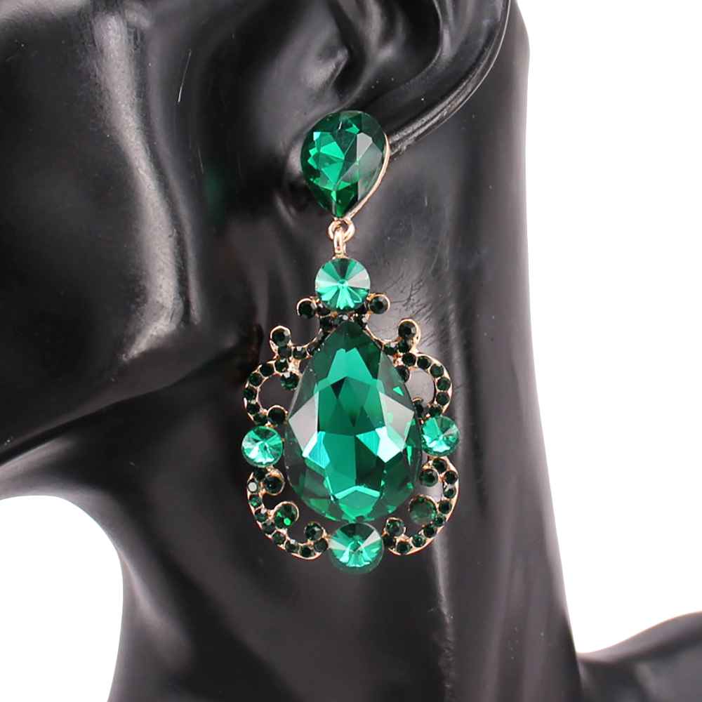Fashion Teardrop Crystal Statement Earrings #KE8225 - Multiple Colors (PC)