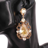 Fashion Teardrop Crystal Statement Earrings #KE8225 - Multiple Colors (PC)