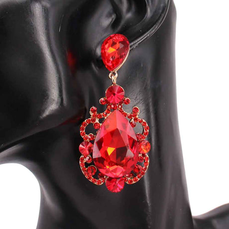 Fashion Teardrop Crystal Statement Earrings #KE8225 - Multiple Colors (PC)