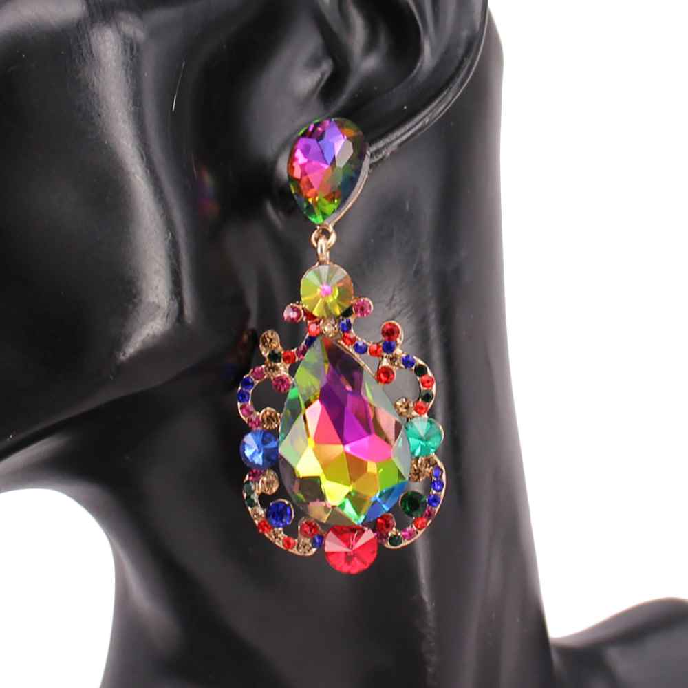 Fashion Teardrop Crystal Statement Earrings #KE8225 - Multiple Colors (PC)