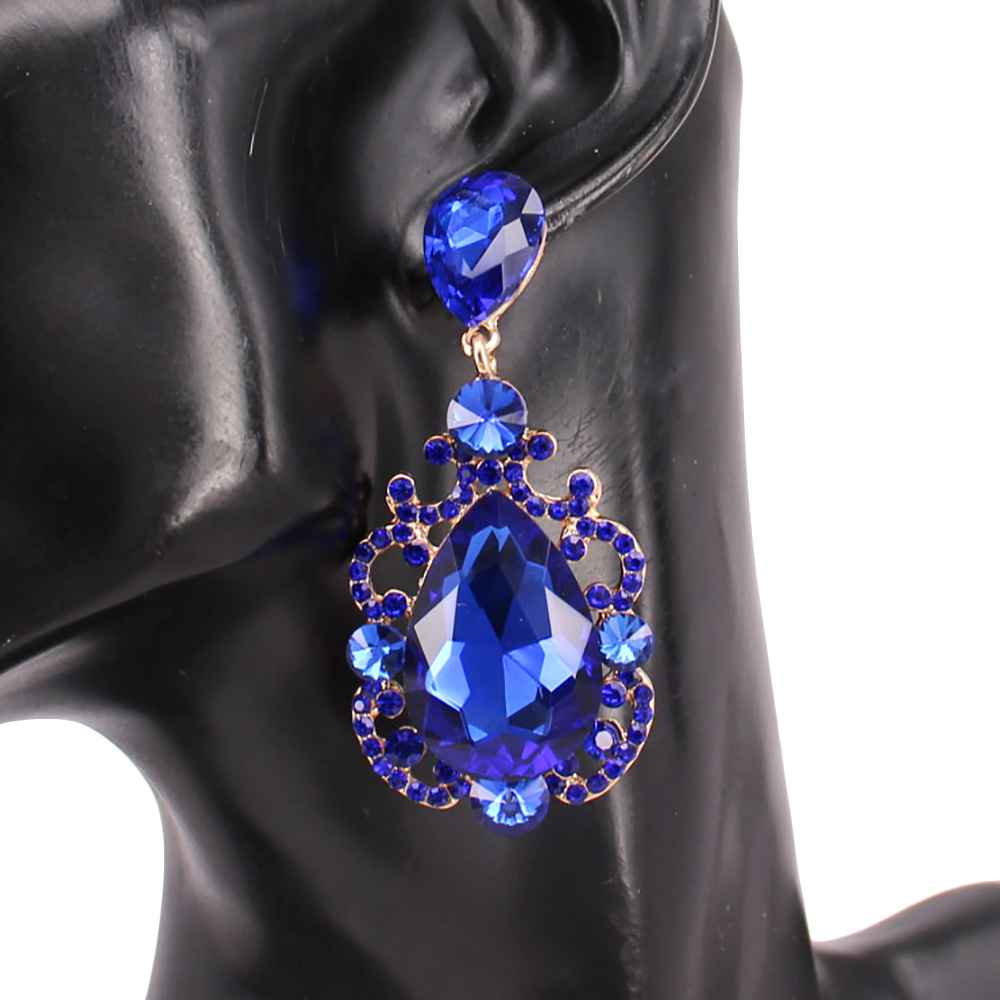 Fashion Teardrop Crystal Statement Earrings #KE8225 - Multiple Colors (PC)