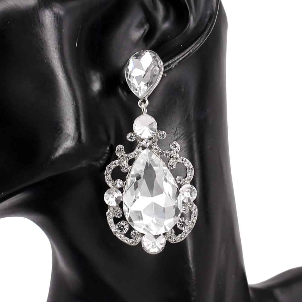 Fashion Teardrop Crystal Statement Earrings #KE8225 - Multiple Colors (PC)