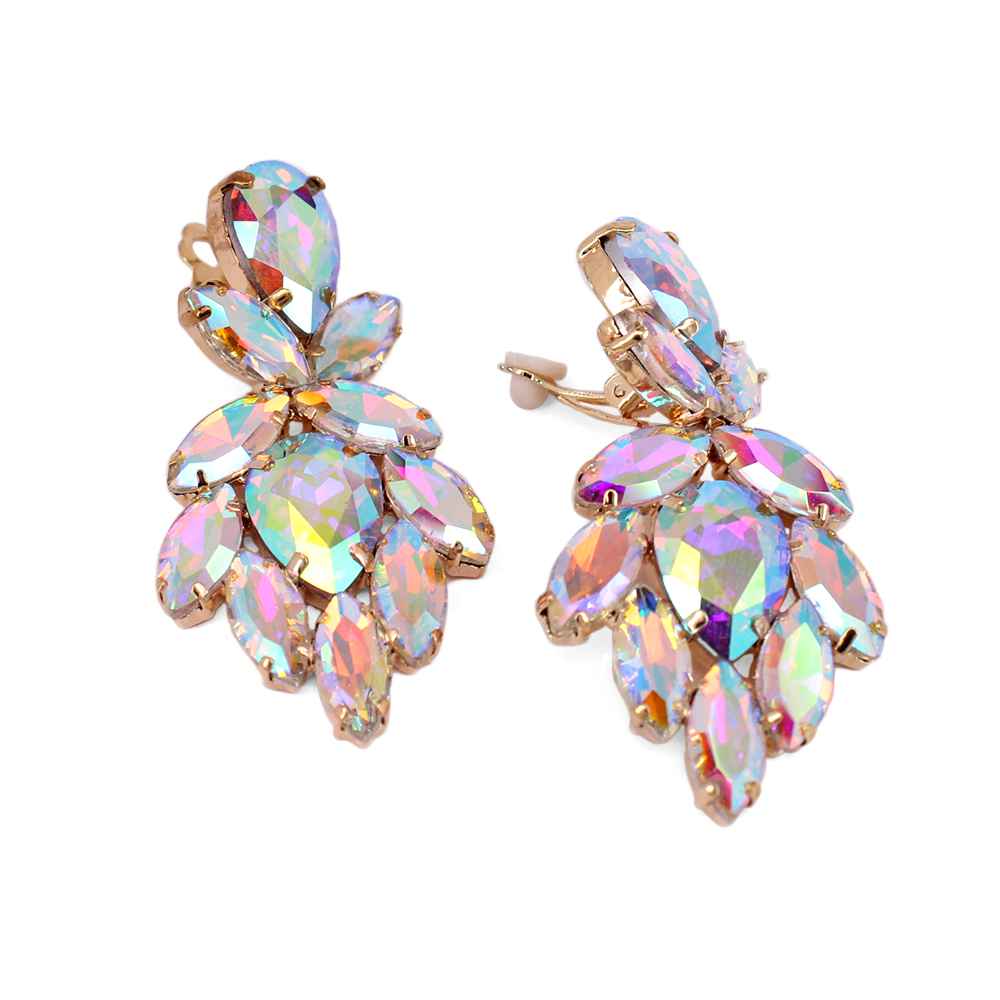 Fashion Cluster Clip-On Statement Earrings #KE8230 - Multiple Colors (PC)