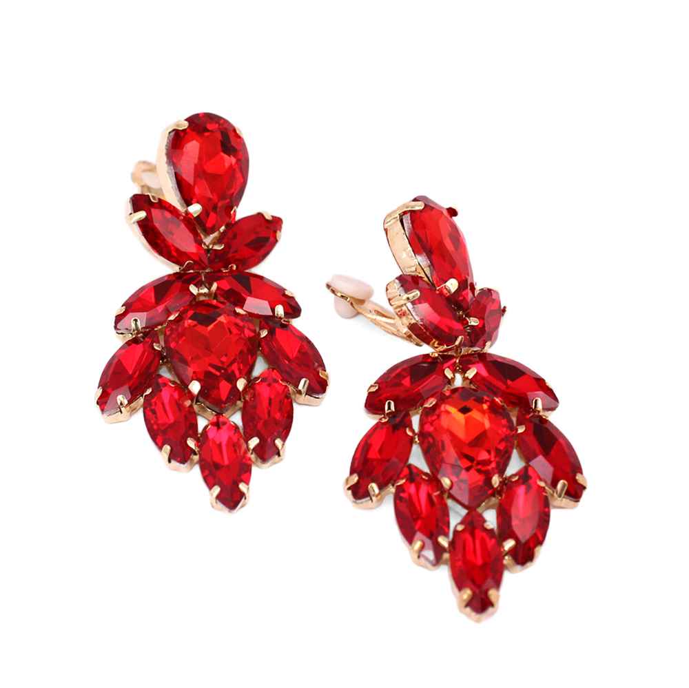 Fashion Cluster Clip-On Statement Earrings #KE8230 - Multiple Colors (PC)